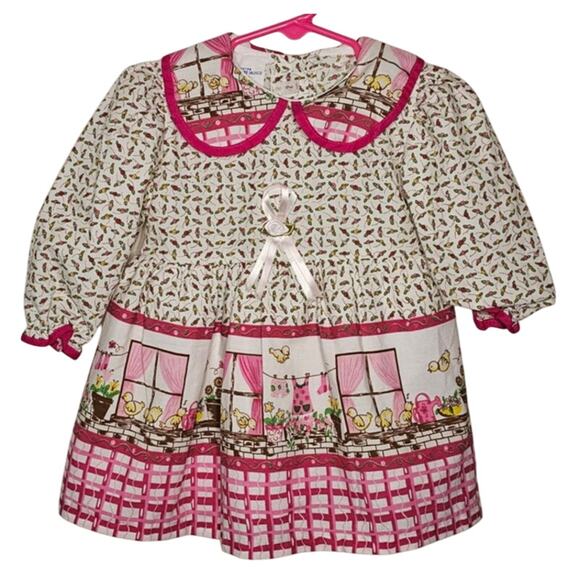 Creaciones La Estrella De Jalisco Dress Size 2 12-18 Mon Yellow Birds & Floral - Picture 1 of 5